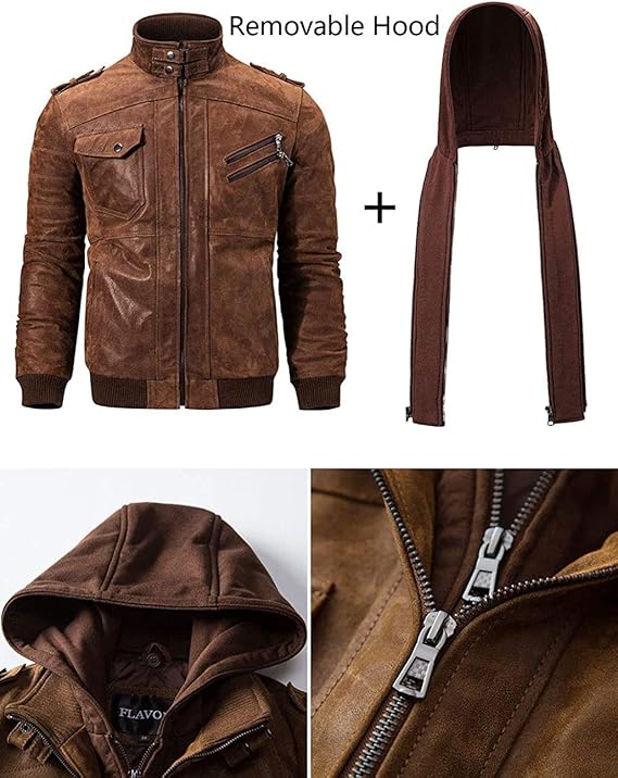 DEVORO Men’s Premium Leather Motorcycle Jacket