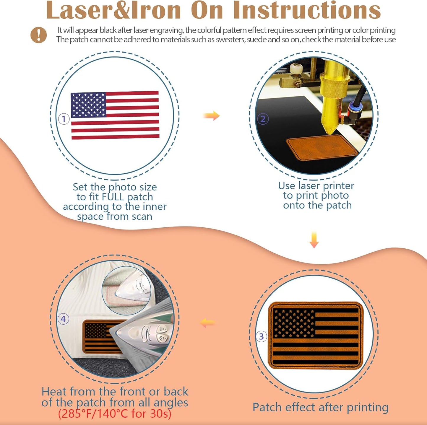 Laser Engraving Blanks - 60pcs Leatherette Khaki Hat Patches - PU Leather Iron on Hat Patch for DIY Custom Laserable Engravable