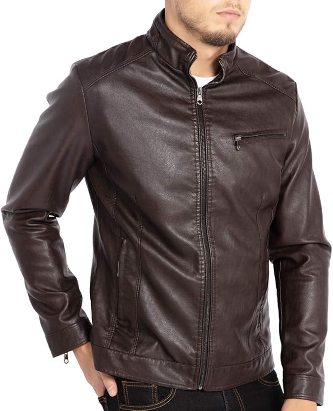 DEVORO Men's Wuful Faux Leather Jackets