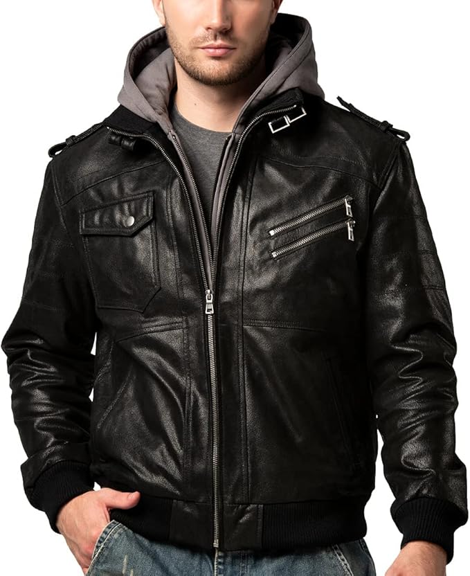 Black + Grey Flavour Leather Jacket