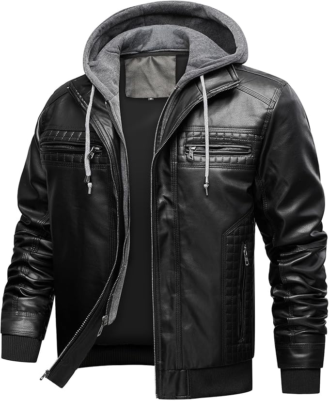 DEVORO Men's Invachi Pu Vintage Jacket