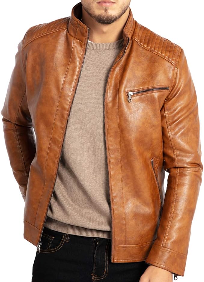 DEVORO Men's Wuful Faux Leather Jackets