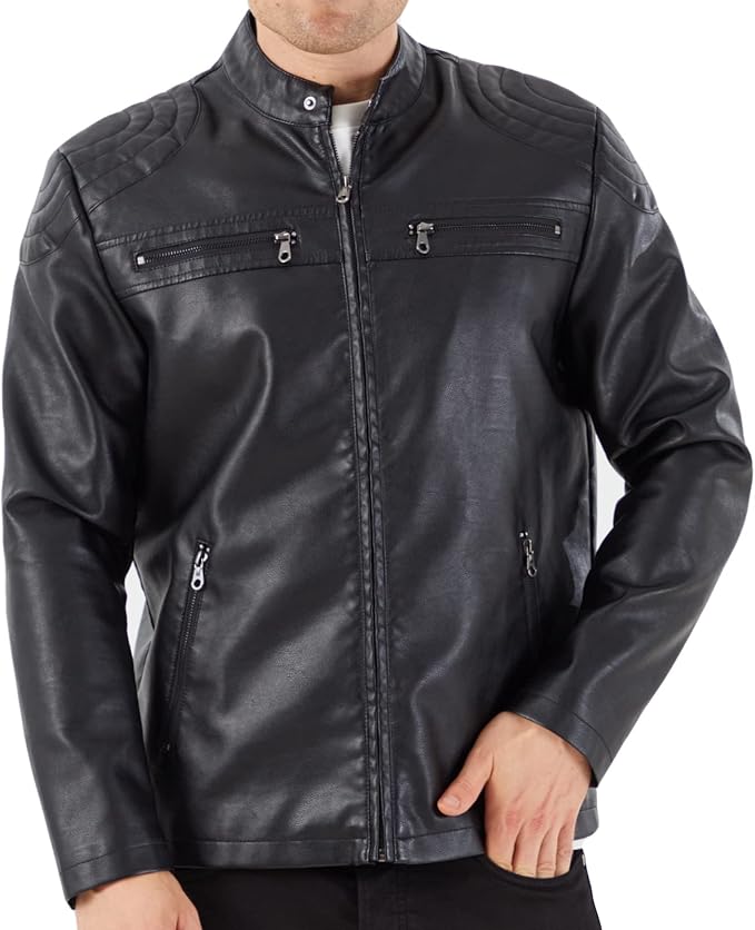 DEVORO Men's Wuful Faux Leather Jackets