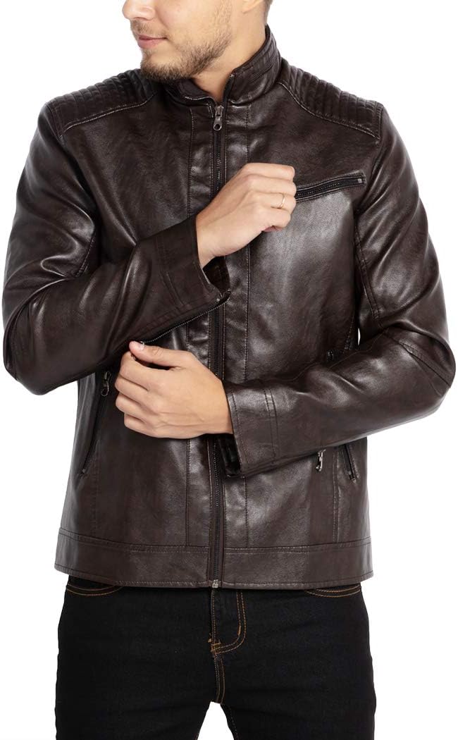DEVORO Men's Wuful Faux Leather Jackets