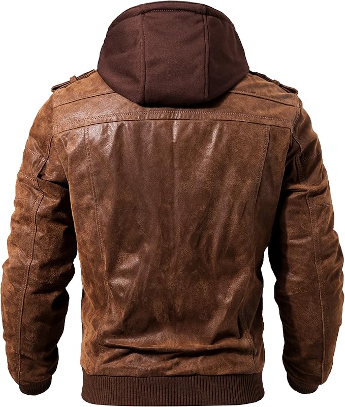 DEVORO Men’s Premium Leather Motorcycle Jacket