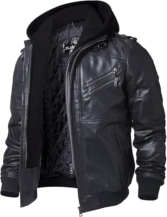 DEVORO Men’s Premium Leather Motorcycle Jacket