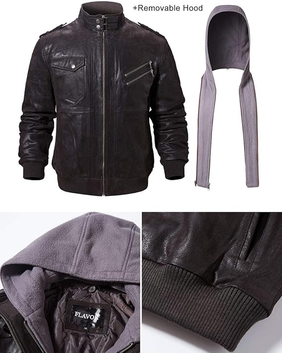 DEVORO Men’s Premium Leather Motorcycle Jacket