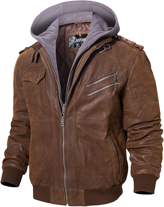 Brown + Gray Flavour Leather Jacket