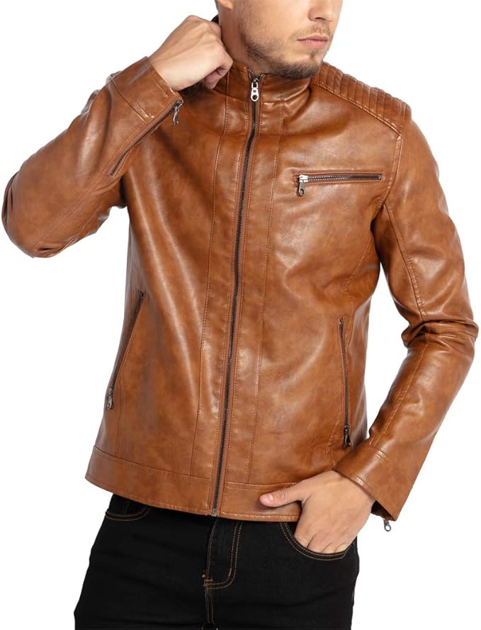 DEVORO Men's Wuful Faux Leather Jackets