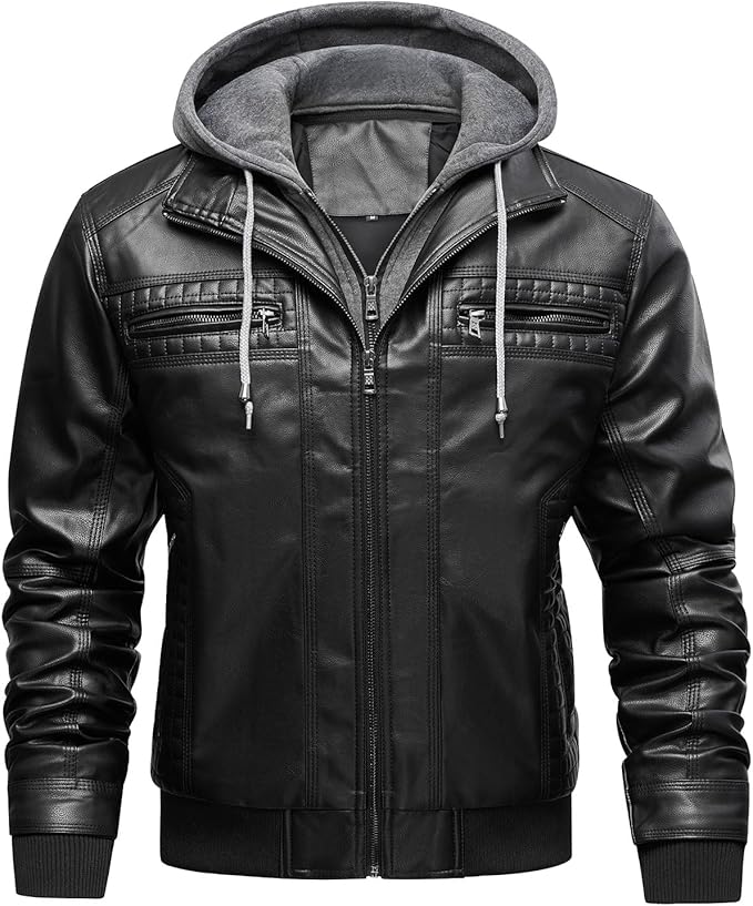 DEVORO Men's Invachi Pu Vintage Jacket