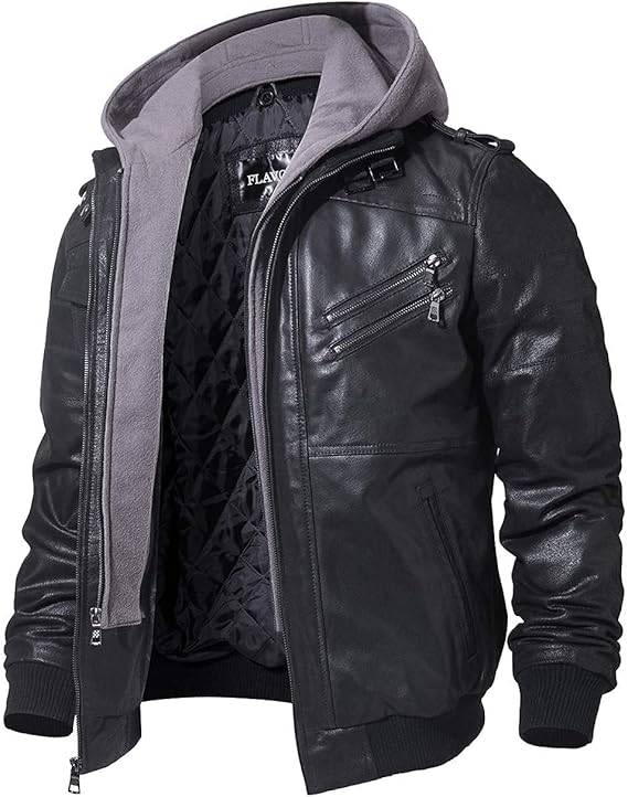 Black + Grey Flavour Leather Jacket