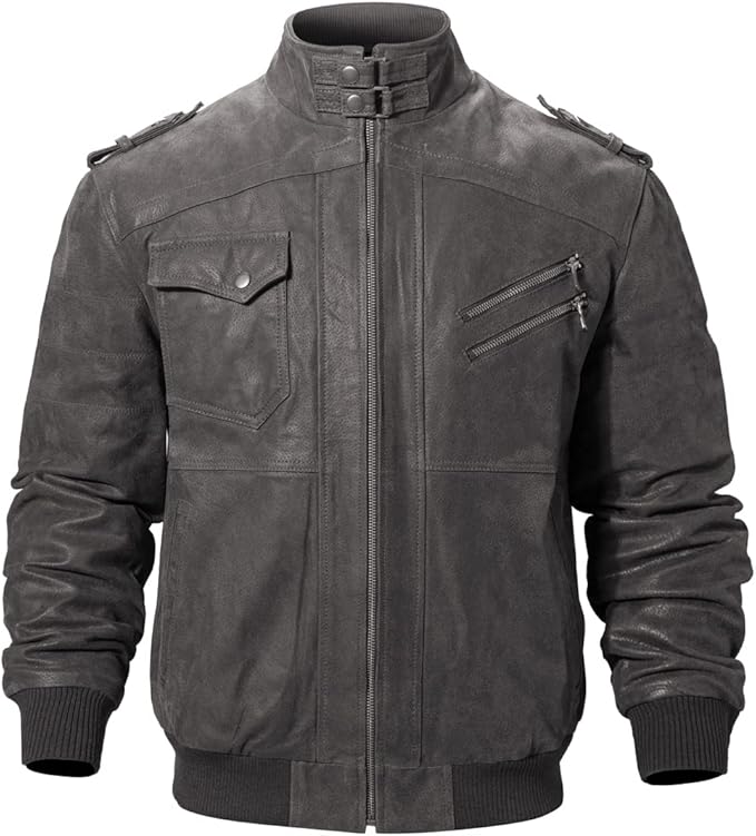 DEVORO Men’s Premium Leather Motorcycle Jacket