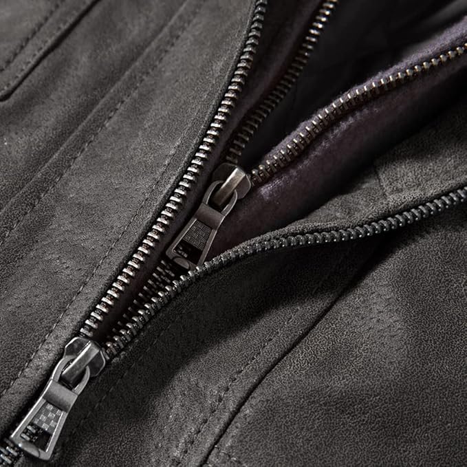 DEVORO Men’s Premium Leather Motorcycle Jacket