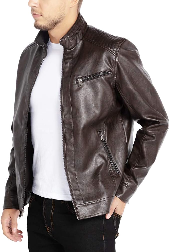 DEVORO Men's Wuful Faux Leather Jackets