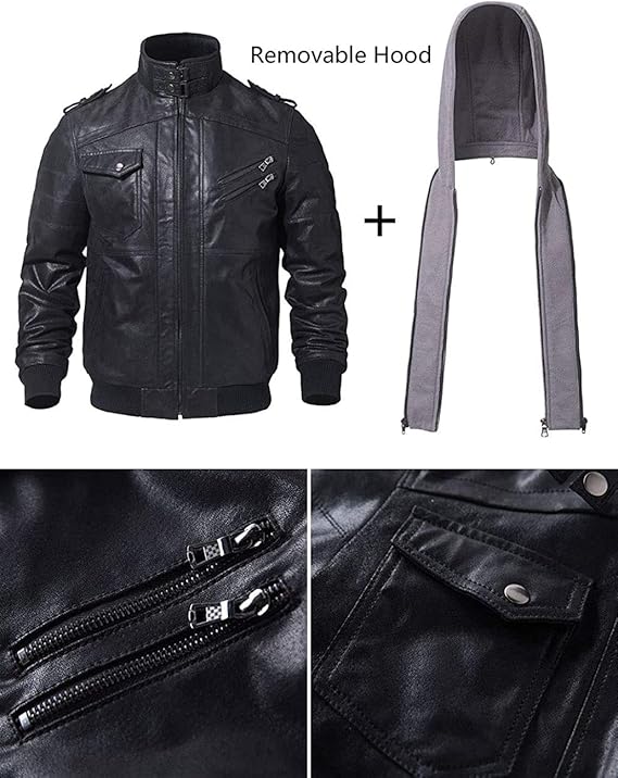 DEVORO Men’s Premium Leather Motorcycle Jacket