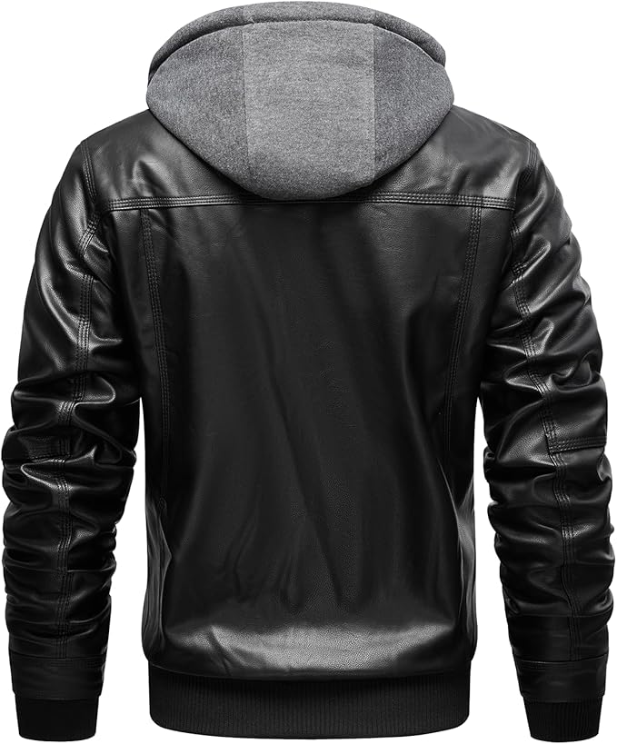 DEVORO Men's Invachi Pu Vintage Jacket