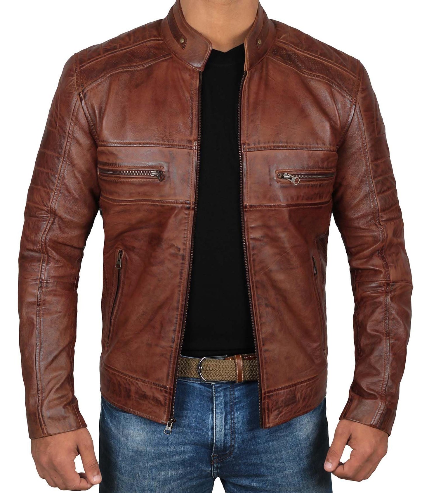 Austin Brown Decrum Leather Jacket