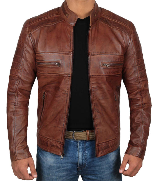 Austin Brown Decrum Leather Jacket