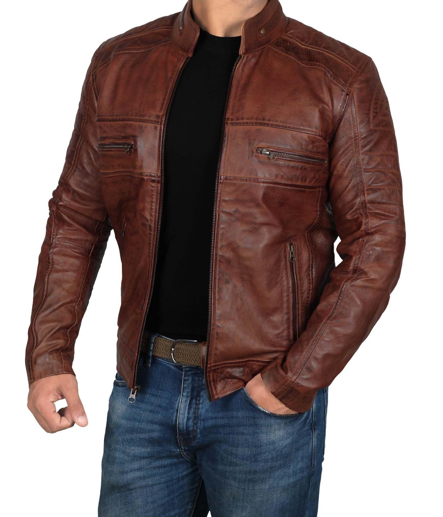 Austin Brown Decrum Leather Jacket