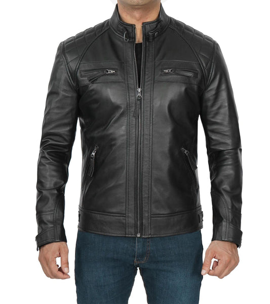 Diamond Black Decrum Leather Jacket