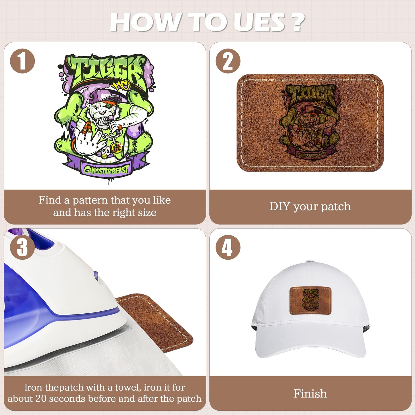 Chestnut Brown Leather Hat Patches