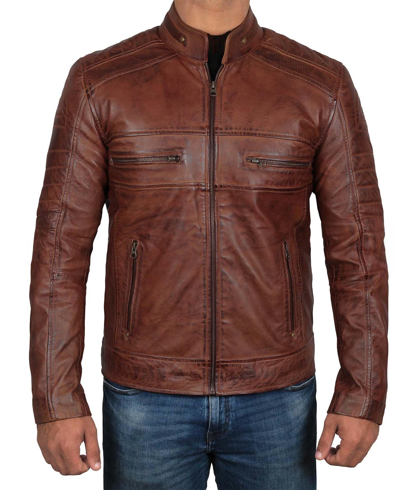 Austin Brown Decrum Leather Jacket