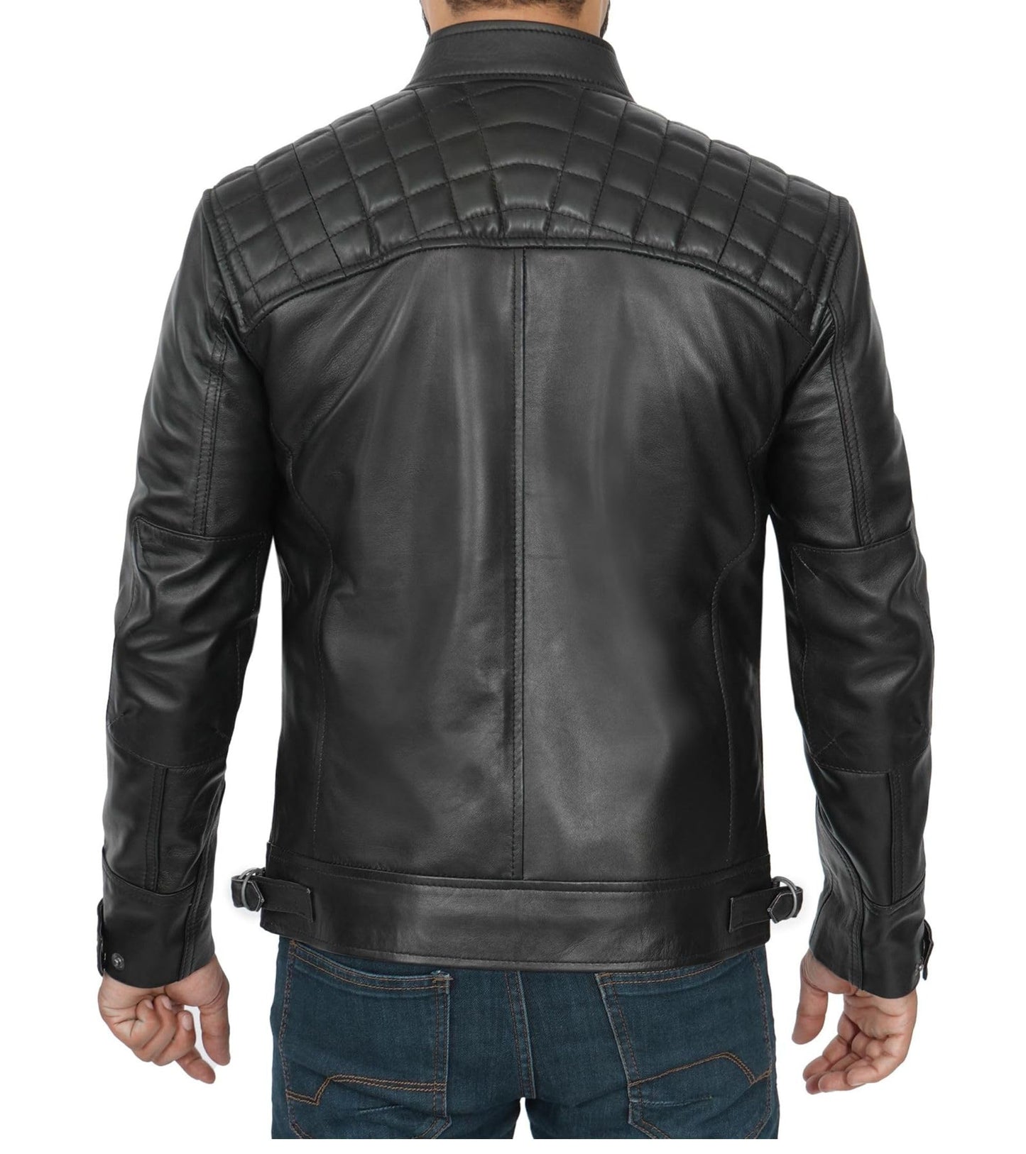 Diamond Black Decrum Leather Jacket