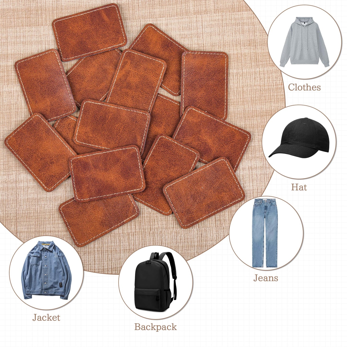 Chestnut Brown Leather Hat Patches